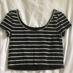 Striped Black and White crop top Tee